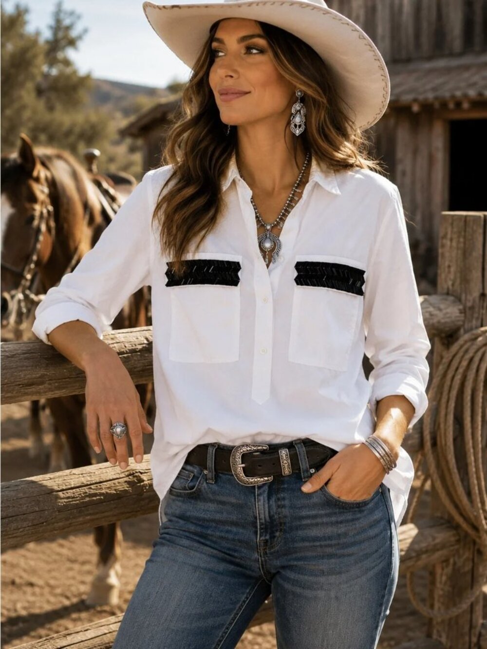 J. Crew Beaded Chevron Popover Top in White 12